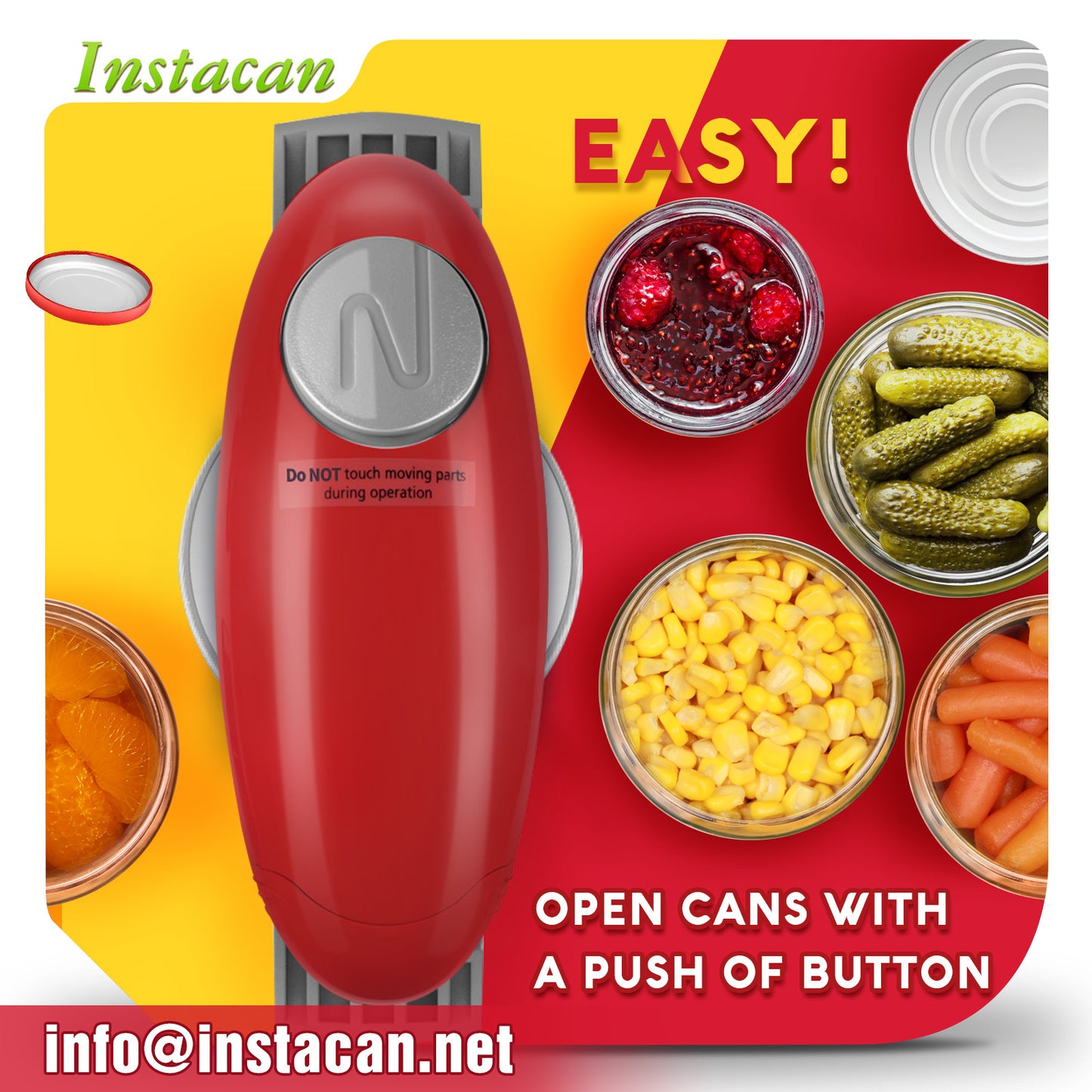 One Touch Electric Jar Opener Easy Remove Almost Size Lid with Auto-Off, Powerful Bottle Opener for Arthritic Hands, Automatic Jar Opener for Weak Hands and Seniors (Red)