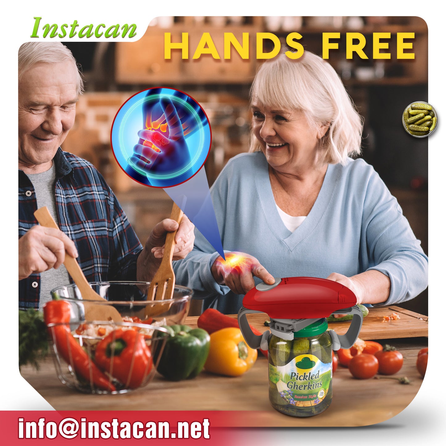 One Touch Electric Jar Opener Easy Remove Almost Size Lid with Auto-Off, Powerful Bottle Opener for Arthritic Hands, Automatic Jar Opener for Weak Hands and Seniors (Red)